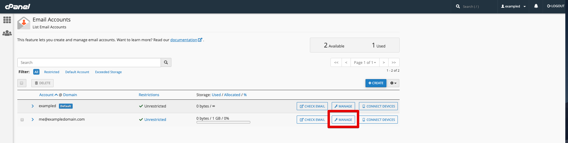change your cpanel email address password