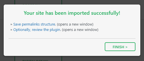 clone a wordpress site: import successful