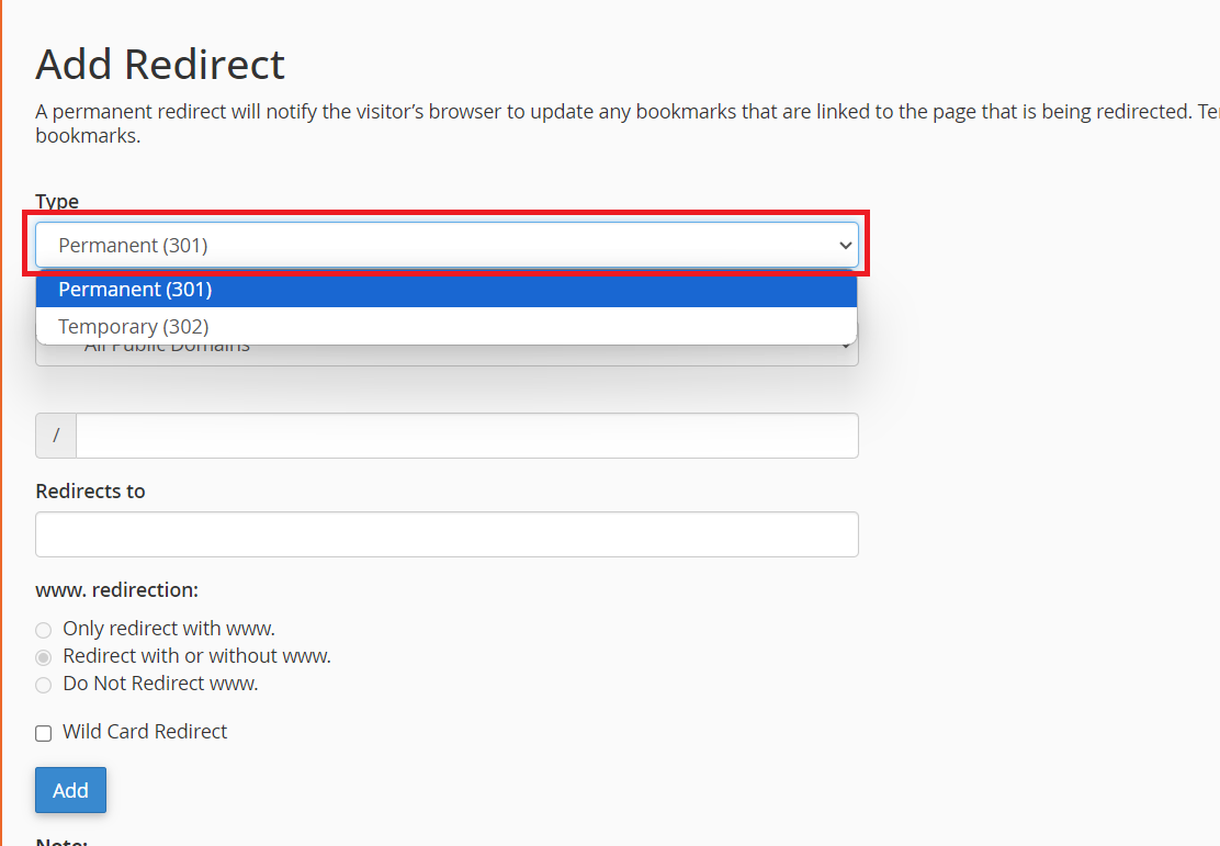 How to redirect a domain: permanent redirect